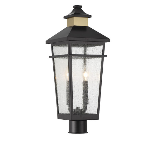 Savoy House Kingsley Two Light Outdoor Post Lantern in Matte Black with Warm Brass - 5-718-143