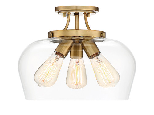 Savoy House Octave Three Light Semi-Flush Mount in Warm Brass - 6-4035-3-322