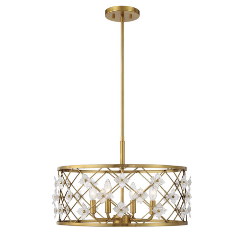Savoy House Bailey Four Light Convertible Semi-Flush /Pendant in Warm Brass - 6-8410-4-322