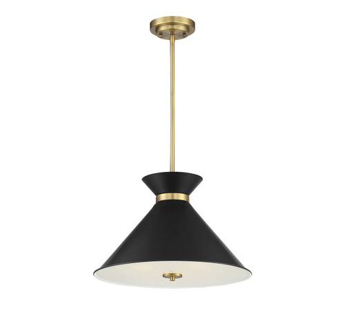 Savoy House Lamar Three Light Pendant in Black with Warm Brass - 7-2416-3-143