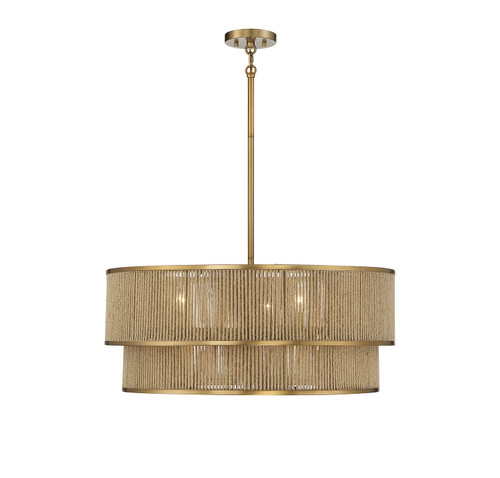 Savoy House Ashburn Six Light Pendant in Warm Brass and Rope - 7-1774-6-320 Savoy House Ashburn Six Light Pendant in Warm Brass and Rope - 7-1774-6-320