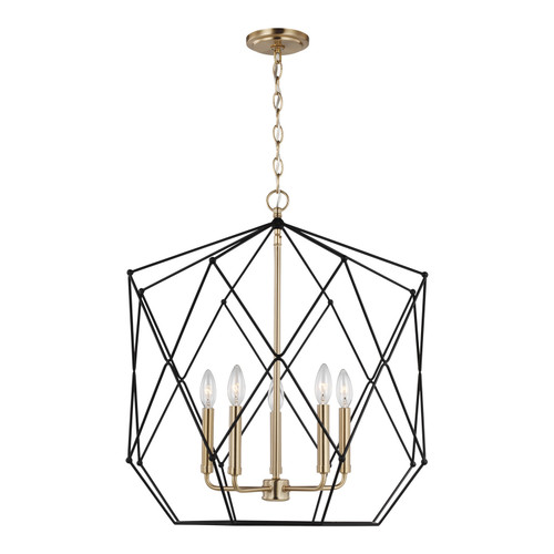 Visual Comfort Studio Zarra Five Light Lantern in Satin Brass - 5334105-848 Visual Comfort Studio Zarra Five Light Lantern in Satin Brass - 5334105-848