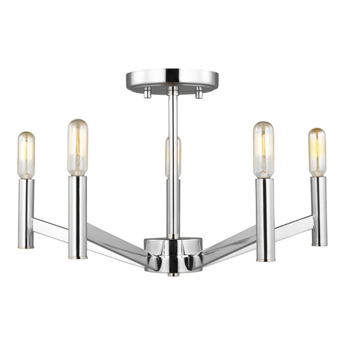 Visual Comfort Studio Vector Five Light Semi-Flush Mount in Chrome - 7724305-05 Visual Comfort Studio Vector Five Light Semi-Flush Mount in Chrome - 7724305-05