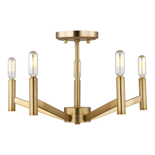 Visual Comfort Studio Vector Five Light Semi-Flush Mount in Satin Brass - 7724305-848 Visual Comfort Studio Vector Five Light Semi-Flush Mount in Satin Brass - 7724305-848