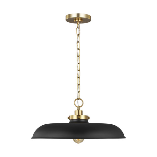 Visual Comfort Studio Wellfleet One Light Pendant in Midnight Black and Burnished Brass - CP1231MBKBBS Visual Comfort Studio Wellfleet One Light Pendant in Midnight Black and Burnished Brass - CP1231MBKBBS