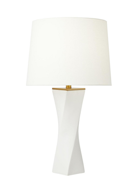 Visual Comfort Studio Lagos One Light Table Lamp in White Leather - CT1211WL1 Visual Comfort Studio Lagos One Light Table Lamp in White Leather - CT1211WL1