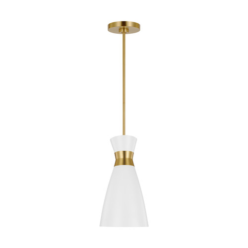 Visual Comfort Studio Heath One Light Pendant in Matte White and Burnished Brass - EP1221MWTBBS Visual Comfort Studio Heath One Light Pendant in Matte White and Burnished Brass - EP1221MWTBBS