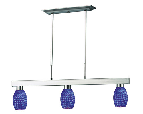 Z-Lite Players Three Light Billiard in Brushed Nickel - 152BN-131BLUE