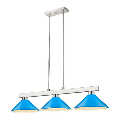Z-Lite Cobalt Three Light Billiard in Brushed Nickel - 152BN-MEB