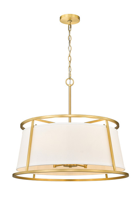 レンティーニページ Z-Lite Lenyx Pendant Six Light Chandelier in Rubbed Brass - 1935