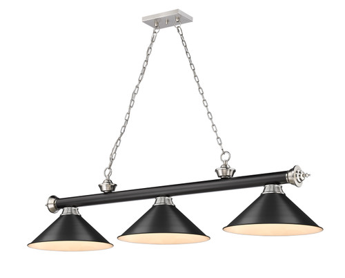 Z-Lite Cordon Three Light Billiard in Matte Black + Brushed Nickel - 2306-3MB-BN-MB15 Z-Lite Cordon Three Light Billiard in Matte Black + Brushed Nickel - 2306-3MB-BN-MB15