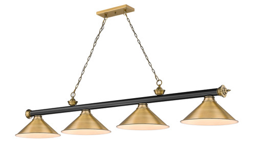 Z-Lite Cordon Four Light Billiard in Matte Black + Rubbed Brass - 2306-4MB-RB-RB15