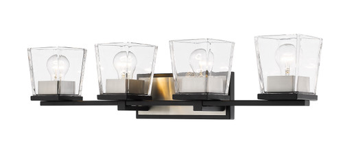 Z-Lite Bleeker Street Four Light Vanity in Matte Black + Brushed Nickel - 475-4V-MB-BN Z-Lite Bleeker Street Four Light Vanity in Matte Black + Brushed Nickel - 475-4V-MB-BN