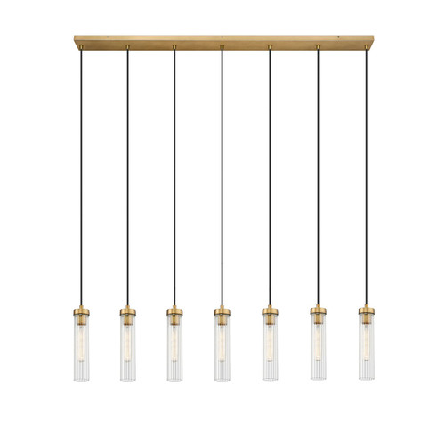 Z-Lite Beau Seven Light Linear Chandelier in Rubbed Brass - 740P-7L-RB