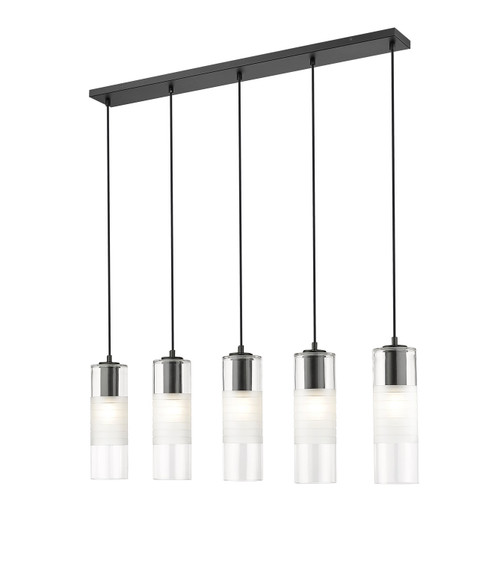 Z-Lite Alton Five Light Linear Chandelier in Matte Black - 824P-5L-MB