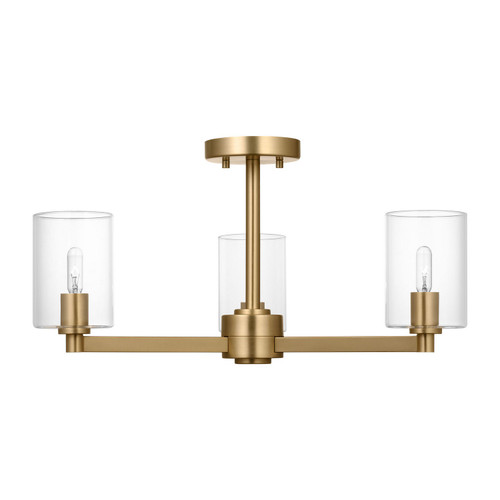Visual Comfort Studio Fullton Three Light Semi-Flush Mount in Satin Brass - 7764203C-848 Visual Comfort Studio Fullton Three Light Semi-Flush Mount in Satin Brass - 7764203C-848