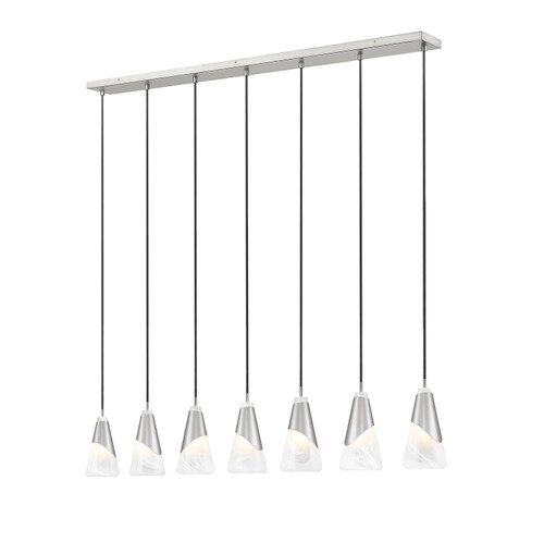 Z-Lite Aimie Seven Light Linear Chandelier in Brushed Nickel - 828P6-7L-BN