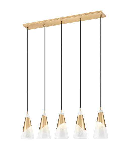 Z-Lite Aimie Five Light Linear Chandelier in Modern Gold - 828P7-5L-MGLD