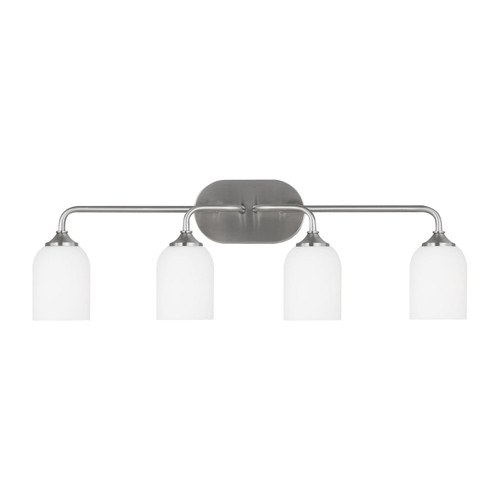 Generation Lighting Emile Four Light Vanity in Brushed Steel - GLV1024EN3/BS Generation Lighting Emile Four Light Vanity in Brushed Steel - GLV1024EN3/BS