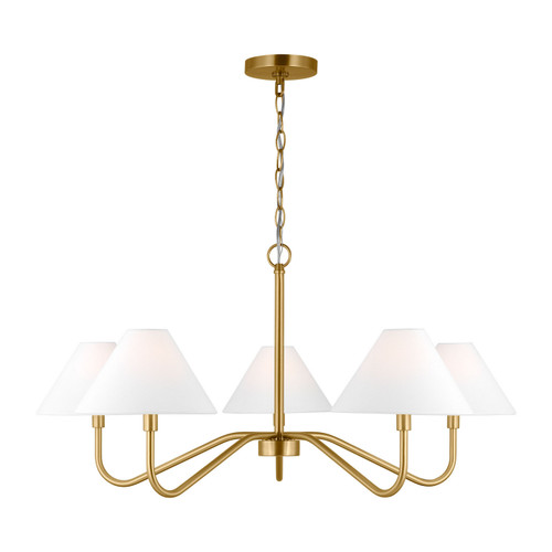 Visual Comfort Studio Eldon Five Light Chandelier in Satin Brass - DJC1205SB Visual Comfort Studio Eldon Five Light Chandelier in Satin Brass - DJC1205SB