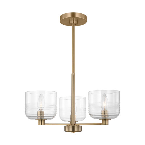Visual Comfort Studio Lochdale Three Light Chandelier in Satin Brass - DJC1233SB Visual Comfort Studio Lochdale Three Light Chandelier in Satin Brass - DJC1233SB