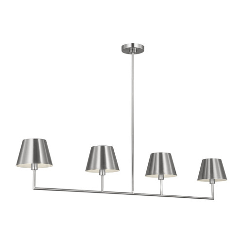 Visual Comfort Studio Ender Four Light Linear Chandelier in Brushed Nickel - DJC1274BS Visual Comfort Studio Ender Four Light Linear Chandelier in Brushed Nickel - DJC1274BS
