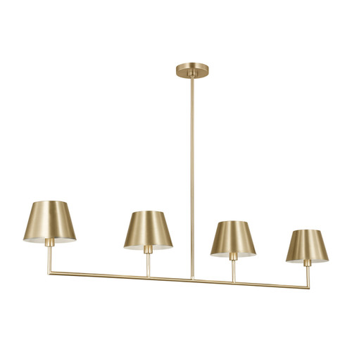 Visual Comfort Studio Ender Four Light Linear Chandelier in Satin Brass - DJC1274SB Visual Comfort Studio Ender Four Light Linear Chandelier in Satin Brass - DJC1274SB