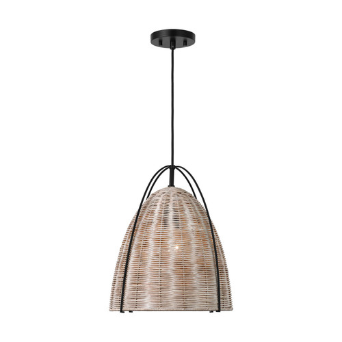 Visual Comfort Studio Norman One Light Pendant in Ash Wicker - GLP1081MBK-ASW Visual Comfort Studio Norman One Light Pendant in Ash Wicker - GLP1081MBK-ASW