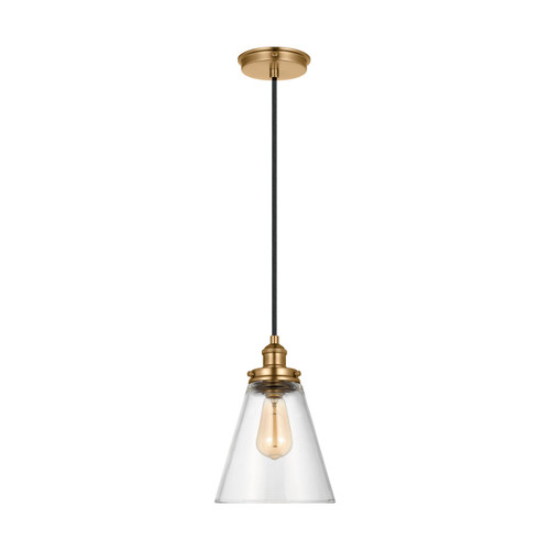Visual Comfort Studio Baskin One Light Pendant in Satin Brass - P1347SB Visual Comfort Studio Baskin One Light Pendant in Satin Brass - P1347SB