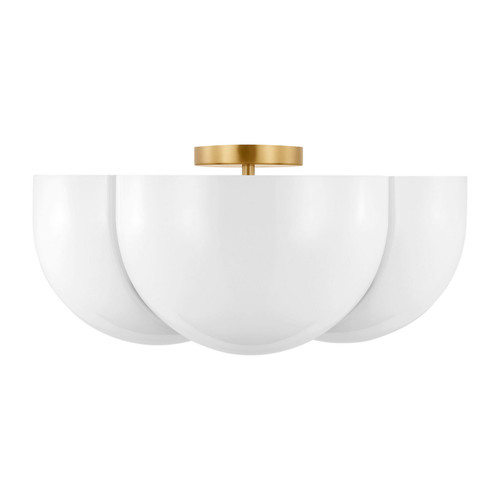 Visual Comfort Studio Cheverny Four Light Semi-Flush Mount in Burnished Brass - LXF1004BBS
