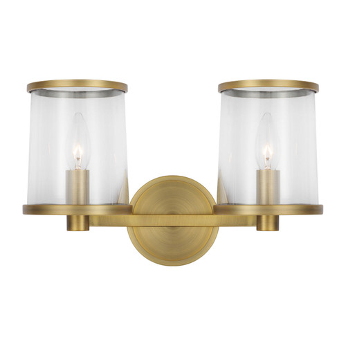 Visual Comfort Studio Reynolds Two Light Vanity in Time Worn Brass - LV1082TWB Visual Comfort Studio Reynolds Two Light Vanity in Time Worn Brass - LV1082TWB
