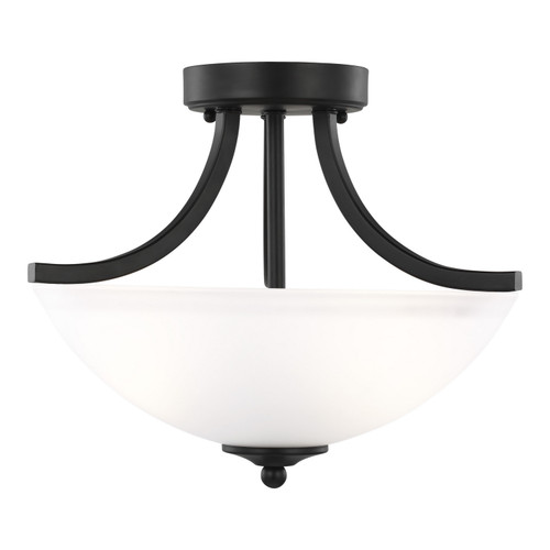 Generation Lighting Geary Two Light Semi-Flush Convertible Pendant in Midnight Black - 7716502EN3-112