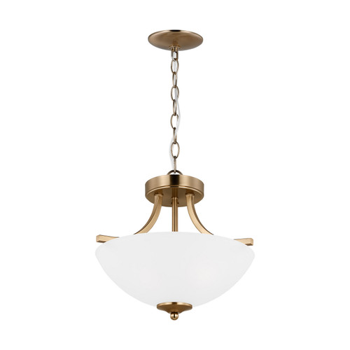 Generation Lighting Geary Two Light Semi-Flush Convertible Pendant in Satin Brass - 7716502EN3-848 Generation Lighting Geary Two Light Semi-Flush Convertible Pendant in Satin Brass - 7716502EN3-848