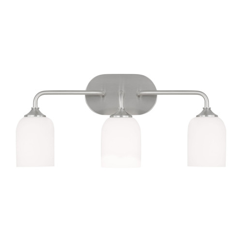Generation Lighting Emile Three Light Vanity in Brushed Steel - GLV1023EN3/BS Generation Lighting Emile Three Light Vanity in Brushed Steel - GLV1023EN3/BS
