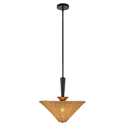 Alora Bridgette One Light Pendant in Matte Black/Rattan - PD497016MBRA