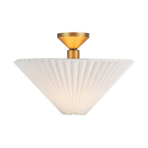 Alora Bridgette One Light Semi-Flush Mount in Brushed Gold/Folded White - SF497016BGFW
