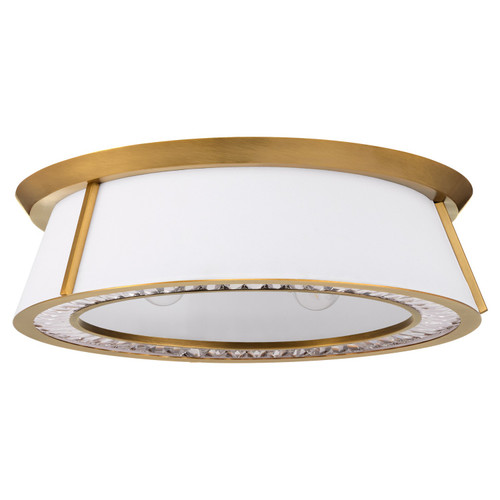 Quorum Gorham Four Light Flush Mount in Brushed Brass|Clear|White - 3382-4-47