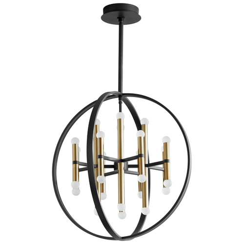 Quorum Nero LED Chandelier in Black|Aged Brass - 3-684-1540