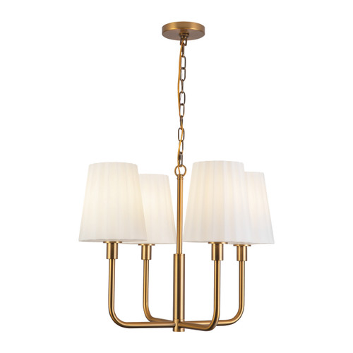 Alora Plisse Four Light Chandelier in Aged Gold/Opal Matte Glass - CH628423AGOP