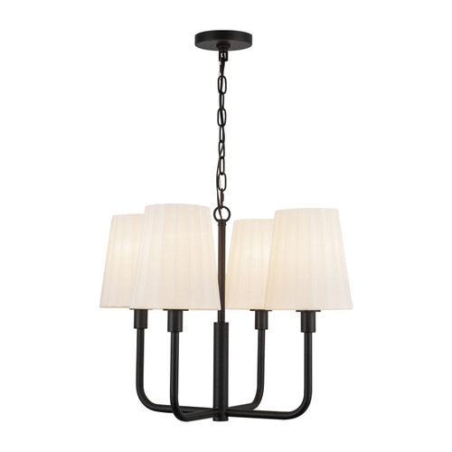 Alora Plisse Four Light Chandelier in Matte Black/Opal Matte Glass - CH628423MBOP
