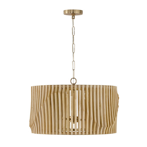 Capital Lighting Archer Four Light Pendant in Blonde Wood and Matte Brass - 344642BWB