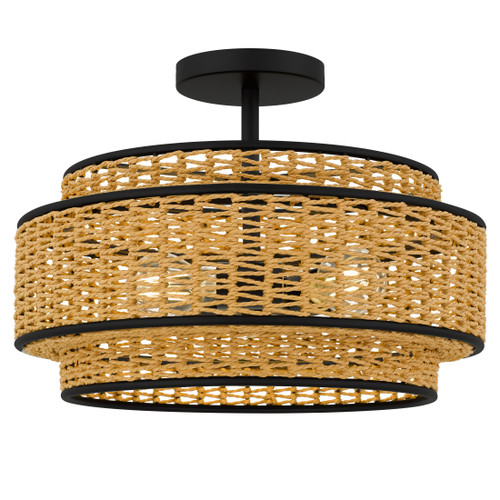 Quoizel Teton Three Light Semi-Flush Mount in Matte Black - TET1716MBK