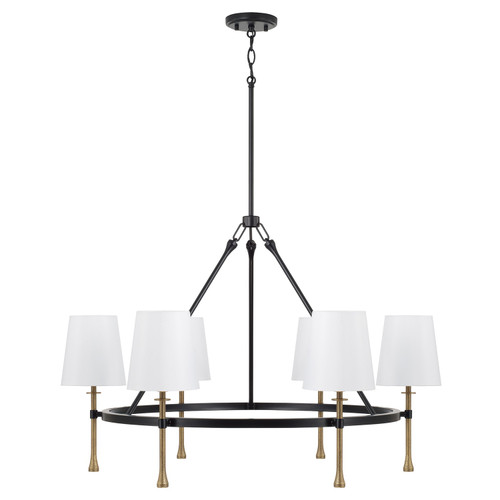 Capital Lighting Hollis Six Light Chandelier in Matte Black with Hammered Gold - 460761MBG-717