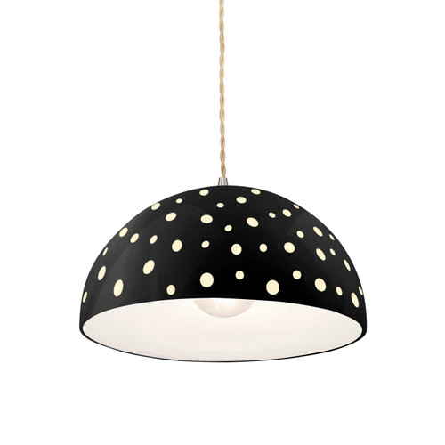 Justice Designs Radiance Collection One Light Pendant in Matte Black - CER-6257-BLK-MBLK-BEIG-TWST