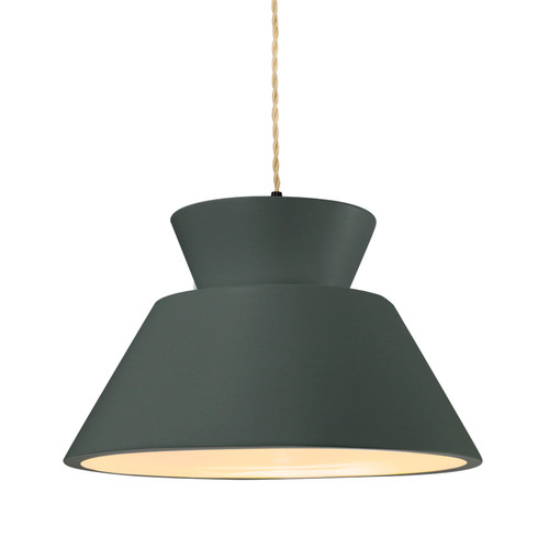 Justice Designs Radiance Collection One Light Pendant in Matte Black - CER-6423-PWGN-MBLK-BEIG-TWST