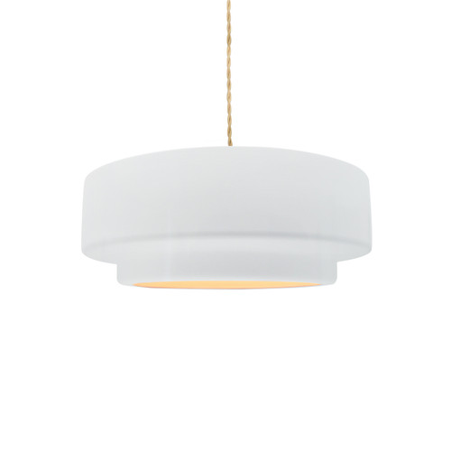 Justice Designs Radiance Collection One Light Pendant in Brushed Nickel - CER-6540-WHT-NCKL-BEIG-TWST