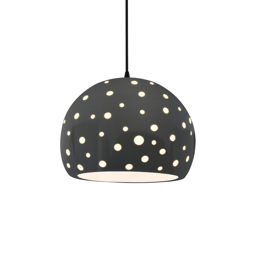 Justice Designs Radiance Collection One Light Pendant in Matte Black - CER-6585-GRY-MBLK-BKCD
