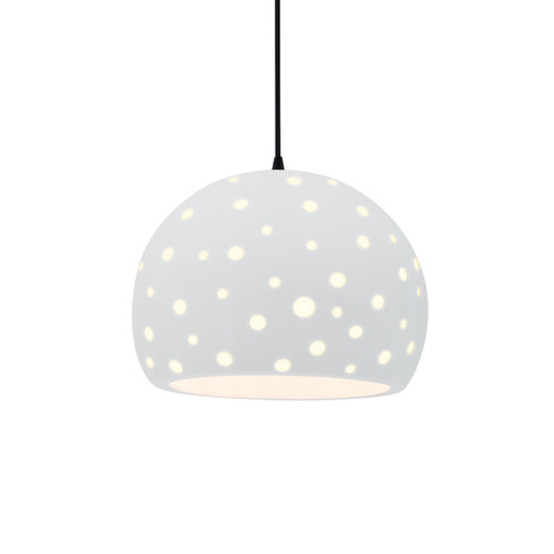 Justice Designs Radiance Collection One Light Pendant in Matte Black - CER-6585-WHT-MBLK-BKCD