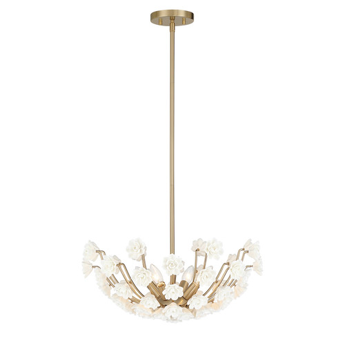 Savoy House Flores Four Light Chandelier in Noble Brass - 1-2500-4-127