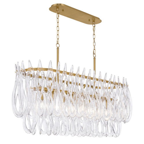 Metropolitan Glassara Eight Light Linear Chandelier in Legacy Brass - N3127-732